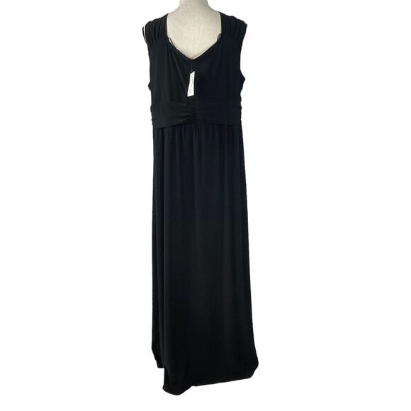 NY Collection 2X-Large Maxi A-Line Dress Sleeveless Stretch Empire Waist V-Neck - Picture 4 of 8